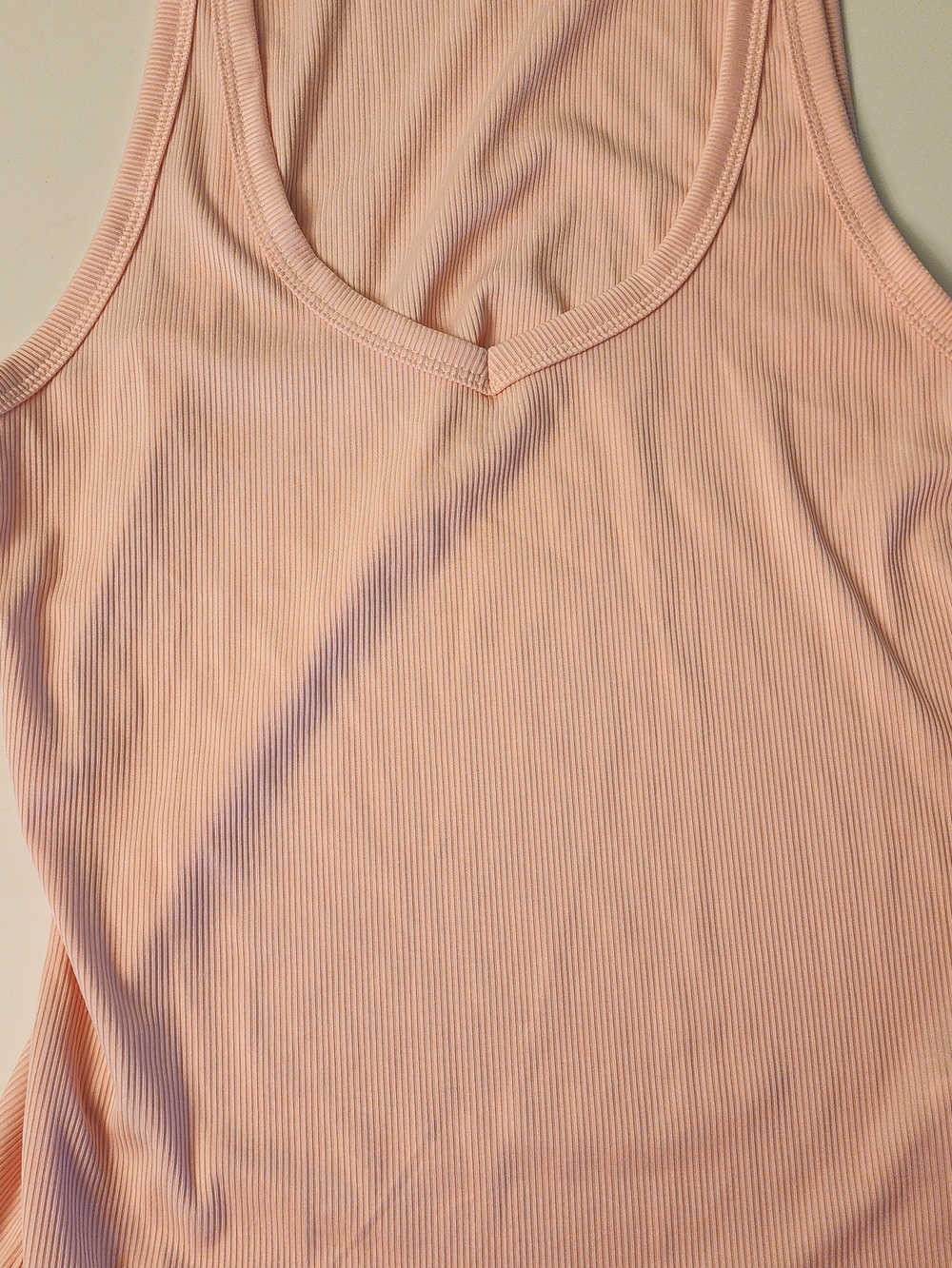 Women's Ribbed V-Neck Tank Top - Blush Pink